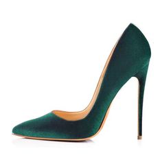 Retro Green Pointed Toe Pumps Classic Satin Stilettos – Onlymaker Confident Boost, Green Court, Stunning Heels, Fall Heels, Green Pumps, Womens Active Wear Outfits, Green Heels, Party Heels, Slip On Pumps