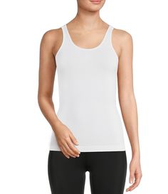 From Modern Movement, this tank features:convertible scoop to v-necklineSleevelessSeamlessWide strapsReversiblePullover constructionCotton/nylon/spandexMachine wash/tumble dryImported. Seamless Scoop Neck Tank Top With 4-way Stretch, White Tight-fitting Seamless Tank Top, White Stretch Elastane Camisole, White Stretch Camisole, White Seamless Stretch Tank Top, Seamless Workout Tank Top, Seamless Second-skin Racerback Tank Top, Scoop Neck Seamless Tank Top With 4-way Stretch, Seamless Stretch Cami Vest