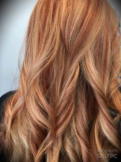 Hair Couler Ideas, Blonde Hair With Copper, Blonde Hair With Copper Lowlights, Copper Lowlights, Ginger Blonde Hair, Red Hair With Blonde Highlights, Baylage Hair, Copper Blonde Hair, 2024 Hairstyles