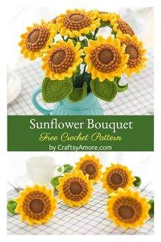 sunflower bouquet crochet pattern by craftymome com