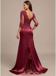 JJ's House Sequins Stretch Satin Lace V-Neck Fall Spring Summer Winter Trumpet/Mermaid Plus General No Leg Slit V Back Back Zip Elegant Beautiful Back Black Tie Burgundy Height:5.8ft（176cm） Bust:32in（82cm）Waist:24in（61cm）Hips:35in（89cm） No Sweep Train Red 3/4 Sleeve. #JJ's House #Sequins #StretchSatin #Lace #VNeck #Fall #Spring #Summer #Winter #TrumpetMermaid #Plus #General #NoLegSlit #VBack #BackZip #Elegant #BeautifulBack #BlackTie #Burgundy #No #SweepTrain #Red #34Sleeve Fall Evening Dresses, Fall Evening, Lace Evening Dress, Dress With Sequins, Satin Evening Dresses, Lace Evening Dresses, Stretch Satin, Summer Winter, Black Tie