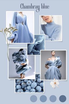 the blue color scheme is shown with different pictures and text that says, chambray blue