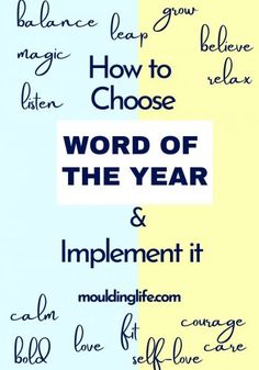 words that are written in different colors and sizes, with the words word of the year and implement it