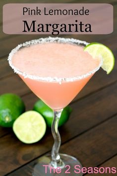 pink lemonade margarita with limes on the side