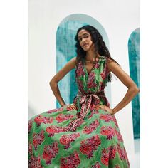 * Green sleeveless cotton swing dress * Easy summer wear * Hand block printed * Red dancing peacock pattern * Sleeveless and V neck * Attached belt for fitted waist look * Red pattern on green color * Handwash with mild soap and line dry * Made by design studio Jodi. ---------------------------------Founded in 2014, Jodi is a ready-to-wear fashion label known for bold colours and graphic prints. Jodi means ‘pairs". Both founders of Jodi are part of a set of twins. Jodi also signifies the pairing Green Bohemian Maxi Sleeveless Dress, Green Floral Print Maxi Sleeveless Dress, Green Bohemian Sleeveless Dress, Bohemian Green Sleeveless Dress With Floral Print, Green V-neck Bohemian Sleeveless Dress, Green Bohemian V-neck Sleeveless Dress, Dancing Peacock, Red Peacock, Peacock Pattern