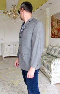 "overcoat Sports Coat Retro Wedding Mens Retro Blazer gray Blazer Mens Clothing gray coat gray jackets button jacket Teacher jacket Size XL height of the men in the photo - 190 cm Please refer to photos for details of condition. Condition: very good vintage Measurements: Length: 78 cm/30.71 \" Sleeve : 60 cm/23.62\" Shoulder to shoulder: 48cm /18.9 \" Bust: 114 cm/ 44.84 \" Waist 106 cm/41.73 \" Size XL note The color on the pictures may vary due to monitor settings and light reflections. Ready Classic Gray Sport Coat With Pockets, Gray Single Breasted Long Sleeve Suit, Elegant Gray Sport Coat With Pockets, Gray Single-breasted Long Blazer, Formal Gray Sport Coat With Pockets, Gray Semi-formal Sport Coat With Pockets, Classic Gray Long Sleeve Sport Coat, Gray Long Sleeve Sport Coat For Business, Gray Casual Sport Coat For Business