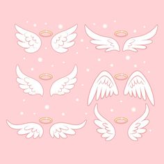 white angel wings and halos on a pink background