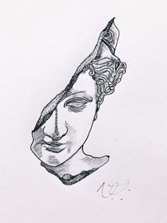 a pencil drawing of a buddha head