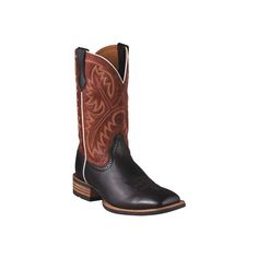 A tough boot for a hard working cowboy, the Quickdraw Square Toe Western Boots for Men from Ariat combines a durable, hard working design with an eye-catching look. Durable boot features a premium full-grain leather foot and shaft with an 8 row stitch pattern across the shaft. The Quickdraw's ATS footbed supports and cushions your feet for reduced fatigue, so you can work or play all day. Hardy and flexible Duratread rubber outsole for long life. Wide square toe. Average height: 11". Imported. Western Style Leather Work Boots With Reinforced Stitching, Western Style Moc Toe Work Boots For Rodeo, Rugged Black Work Boots For Ranch, Western Style Waterproof Boots For Ranch, Western Style Waterproof Boots For Rodeo With Moc Toe, Western Moc Toe Waterproof Boots For Rodeo, Western Style Waterproof Boots With Reinforced Toe, Western Style Waterproof Moc Toe Boots For Rodeo, Western Style Waterproof Moc Toe Boots For Ranch