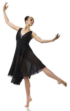 a woman in a black dress is dancing