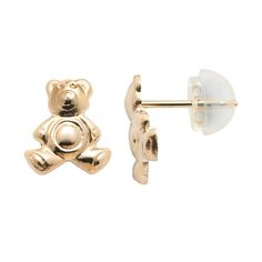 Earring Details: Length: 8 mm Backings: post Metal: 14k gold  Size: One Size. Color: Yellow. Gender: female. Age Group: kids. Kid Jewelry, Mens Diamond Stud Earrings, Gold Teddy Bear, Earrings Kids, Hair Earrings, Aquamarine Studs, Teddy Bear Design, Post Metal, Mens Gold Jewelry