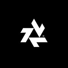 an arrow logo on a black background