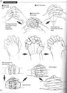 an image of hands with different angles and directions to draw them in chinese, which includes the