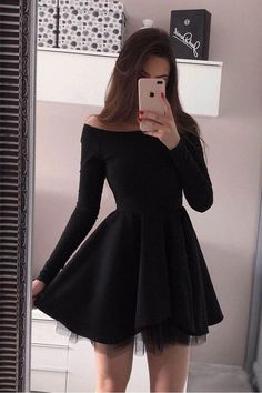 SSR069,simple black off the shoudler strapless long sleeves tulle homecoming dress on Storenvy Long Sleeve Homecoming Dress, Black Prom Dress Short, Long Sleeve Homecoming Dresses, Party Dress Classy, Black Homecoming Dress, Evening Mini Dresses, Satin Homecoming Dress, Short Prom Dresses, Satin Short