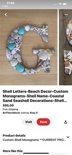 an email post for shells and seashells decorating - shell letter e is displayed