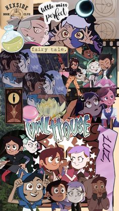 an image of cartoon character collages with the words wild house on them and various images