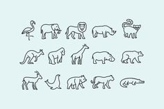 an image of animals that are drawn in line