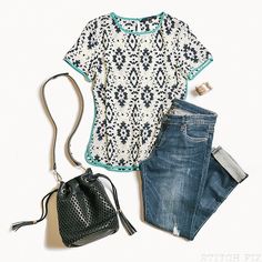 Stitch Fix Inspiration, Looks Jeans, Outfits Casuales, Moda Fashion, Printed Blouse