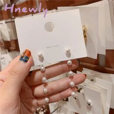 Hnewly Trend Simulation Pearl Long Earring For Women Fashion Korean Crystal Rhinestone Chain Drop Party Pearl Chain Round Earrings, Pearl Chain Earrings For Party, Round Pearl Chain Earrings For Party, Korean Jewelry Earrings, Pearl Long Earrings, Long Pearl Earrings, Bridal Earrings Drop, Korean Jewelry, Wedding Pendant