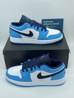 Air Jordan 1 Low  UNC   Size 5.5Y Women 7  Style # 553560-144  NEW WITH BOX Pics of shoes and box in images 100% Authentic Unc Jordan 1, Air Jordan 1 Low Unc, Unc Jordans, Jordan 1 Low Unc, Air Jordan 1 Unc, Jordan 1 Lows, Jordan Low, Air Jordan 1 Low, Jordan 1 Low