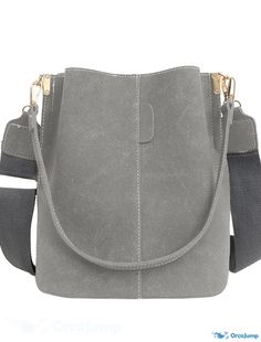 OrcaJump - 2021 Womens Large Frosted Shoulder Bag Wild Bucket Style Retro Wide Strap Single Shoulder Crossbody Bag Trendy Bags With Snap Closure For Errands, Fall Shoulder Bag With Snap Closure, Casual Bags With Snap Closure For Fall, Trendy Gray Satchel With Adjustable Strap, Trendy Shoulder Bag With Snap Closure For Errands, Trendy Gray Bags For Errands, Gray Bag With Adjustable Strap For Errands, Bucket Bag With Snap Closure For Errands, Wide Straps