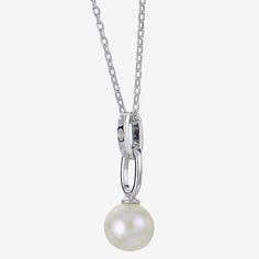 Pearl Type: Cultured Freshwater PearlsFeatures: Quick ShipJewelry Closure: Spring Ring ClaspStone Cut: RoundPearl Size: 7.5-8mmMetal Color: YellowChain Length: 18 InchPendant Length: 13.5mmPendant Width: 6mmChain Construction: CableCare: Wipe CleanStone Type: 3 Lab Created SapphireBirthstone: June BirthstoneMetal: Sterling SilverNecklace Type: Pendant NecklacesCountry of Origin: Imported White Round Pearl Necklace, Metal Pearl Drop Necklace, Metal Pearl Charm Necklace, White Pearl Necklace With Chain, Round Pearl Necklace With Lobster Clasp, Round Pearl Chain Jewelry, Classic White Metal Necklace, Pearl White Jewelry With Pearl Pendant, Pearl White Jewelry With Lobster Clasp