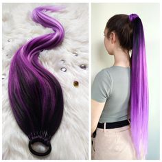 More STRAIGHT Ponytails: https://www.etsy.com/pl/shop/SuperPonytails?ref=seller-platform-mcnav&section_id=49795272 ALL Ponytails: https://www.etsy.com/pl/shop/SuperPonytails?ref=seller-platform-mcnav Ponytail Hair Extensions, Synthetic Hair On Elastic Band " Lilac Queen " Type: hair on elastic rubber band, ponytail, hairpiece, hairband, wig Material: synthetic hair (henlon), elastic band Method: handmade Texture: straight Lenght: choose the length in the listing options Volume: choose the volume Black To Purple Hair, Purple Black Hair, Black Purple Ombre, Purple Ombre Hair, Decorative Hair Clips, Blonde Ponytail, Straight Ponytail, Ponytail Hair Extensions, Queen Art