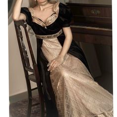 Bridgerton Inspired Regency Era Black Velvet Ball Gown - Empire Waist – WonderlandByLilian 1800s Regency Dress, Regency Dress Black, Regency Dress Plus Size, Dark Regency Dress, Brigentons Dress, Regency Evening Dress, Regency Dress Bridgerton, Black Regency Dress, 1800s Dresses Aesthetic