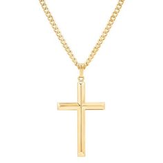 Men's Cross Pendant - Item 19360304 | REEDS Jewelers Cross Pendant For Men, Mens Cross Necklace, Solitaire Diamond Pendant, Pendant For Men, Mens Crosses, Gold Chains For Men, Solitaire Pendant Necklace, Gold Cross Necklace, Cultured Pearl Necklace