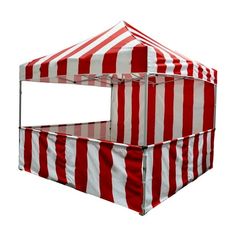 a large red and white striped tent