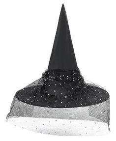 Take your Halloween witch style to the next level with this black witch hat (7.5" x 15") wrapped in a moon and star mesh and finished with a pretty silver faux jewel plastic slide buckle. It will be a hit at Halloween whether for Trick or Treating or for a party. Also great for cosplay, theme parties, the Sanderson Sisters, theatrical productions, Harry Potter and more. One size fits most teens and larger children. Other witch costumes and accessories (broom, jewelry, theatrical makeup) are sold Hermanas Sanderson, Witch Style, Teen Witch, Lace Costume, Black Witch Hat, Witch Costumes, Theatrical Makeup, Witch Fashion, Black Witch