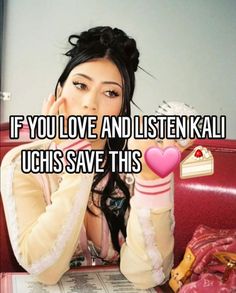 a woman sitting at a table with her hand on her face and the caption if you love and listenen kal ughs save this