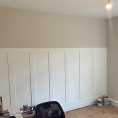 Beige And White Paneling, White And Beige Board And Batten, Panelling On Bedroom Wall, White Panelling Beige Walls, Board And Batten Paneling, Board And Batten In Bedroom, Beige Board And Batten Wall, White Board And Batten Wall Bedroom, Nursery With Paneling