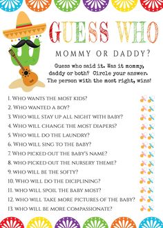 the guess who mommy or daddy question is shown in this printable game for kids