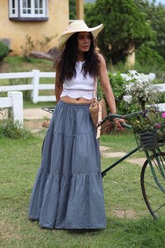 All items are shipped to Thailand Post . Free upgrade to D.H.L Express when you buy 2 or more items. The USA only. Please leave a phone number with orders. US sizing fits XS-XL please check the sizes in inches in the description. This lovely Boho long skirt is made from 100% cotton soft and very comfortable.The skirt is in three tiers and has a full elastic waistband .Half Lined A great piece to wear with a tight or cropped top . Its is very comfy to wear and easy to care for just wash cold cycl Bohemian Style Solid Color Lined Skirt Bottoms, Bohemian Solid Color Lined Skirt, Bohemian Ruffled Skirt In Solid Color, Solid Color Bohemian Ruffled Skirt, Solid Bohemian Ruffled Skirt, Bohemian Style Skirted Bottoms, Bohemian Solid Color Skirted Bottoms, Bohemian Skirted Bottoms, Bohemian Gathered Skirt Solid Color