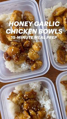 HONEY GARLIC CHICKEN BOWLS Calorie Deficit Chicken Recipes, Meal Prep With Chicken Breast, Chicken Breast Meal Prep, Chicken Calories, Low Calorie Chicken Recipes, Chicken Bowls, Protein Lunch, 1200 Calorie