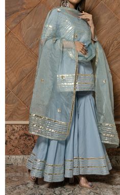 Blue Sharara Suit, Blue Sharara, Cotton Anarkali Suits, डिजाइनर कपड़े, Blue Anarkali, Silk Anarkali, Cotton Anarkali, Anarkali Dress Pattern