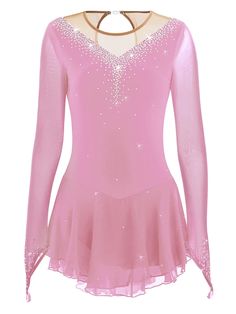 a pink figure skating dress with sequins