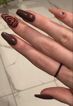 Elegant Touch Nails, Brown Acrylic Nails, Punk Nails, Grunge Nails, Pointed Nails, Bling Acrylic Nails, Funky Nails