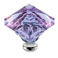 Crystal Cabinet/Drawer Knob This alexandrite (lavender) crystal cabinet knob with pyramid design and polished brass stem is part of the delicately german-cut eye-catching crystal series hardware collection from Cal Crystal. Unique shapes and high quality crystal makes for a perfect blend of craftmanship in traditional and contemporary design to complement any decor. Mounting hardware included. Crystal Cabinet, Crystal Hardware, Pyramid Design, Cabinet Hardware Knobs, Crystal Knobs, All Things Purple, Window Hardware, Decorative Hardware, Cabinet Knob