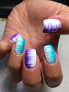 Purple And Teal Nails Acrylic, Pretty Dip Nail Ideas, Pink Purple Teal Nails, Summer Nails Purple Designs, Purple Nails Designs Summer, Teal Purple Nails, Purple And Blue Nails Ideas, Purple And Teal Nails Designs, Purple Nails Designs Short