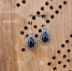 Black Onyx  Earring* 925 Sterling Silver Earring*Designer Earring* Handmade Pear Shape Earring* Stylish Earring* Indian Jewelry* Top Quality Description Metal:- 925 Sterling Silver Style:- Earring Gemstone:-Black Onyx  Color:- Black Benefits Off Black Onyx  Helps in overcoming conflicts in life. Makes you confident and meet inner-self. Removes fear and boosts confidence. It helps in building strength and enhancing inner self. Makes you a wiser person. It brings spiritual inspiration. It heals yo Earring Indian, Onyx Colour, Black Onyx Earrings, Engagement Earrings, Earring Handmade, Onyx Earrings, Stylish Earring, Silver Earring, 925 Sterling Silver Earrings