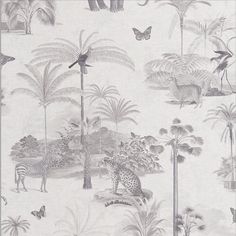 107599 Wallpaper Available Exclusively at Designer Wallcoverings Canvas Color Palette, Zoo Wallpaper, Canvas Wallpaper, Zoo Design, Illustrative Design, How To Hang Wallpaper, Gray Tones, Graham & Brown, Eye Painting