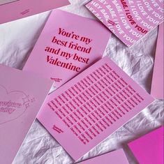 pink valentine's day cards with the words you're my best friend and my best valentine written on them