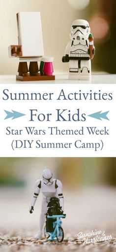 lego star wars themed summer camp with text overlay that reads, summer activities for kids star wars themed week diy summer camp