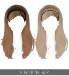 two wigs with long hair on each side and one wearing a headband in the middle