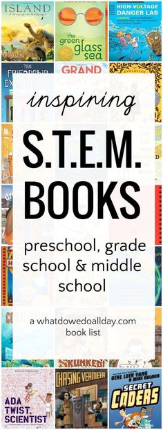 STEM books for kids for all ages. Great for a STEAM and STEM curriculum Homeschool Stem Curriculum, Homeschooling Prek, Stem Books For Kids, Steam Ideas, Stem Curriculum, Virtual Teaching, Steam Activities