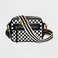 Checker Camera Crossbody Bag with Strap - Universal Thread™ Black/White Fun Purses, Mid 30s, Checkered Bag, Salem Mass, Cute Crossbody Bags, Target Gifts, Travel Purse, Feeling Confident, Simply Chic