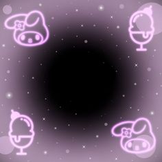 an animated image of three pigs in front of a black hole with stars and sparkles