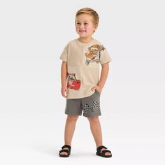 Toddler Boys' Disney Cars Lightning Mcqueen Top And Bottom Set - Beige 18m : Target Tow Mater, Cars Lightning Mcqueen, Disney Items, Top And Bottom Set, Family Disney Trip, Gray Shorts, Suspenders Set, Disney Family, Lightning Mcqueen